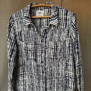 Anthropologie Holding Horses Rayon Button Up Blouse Size L